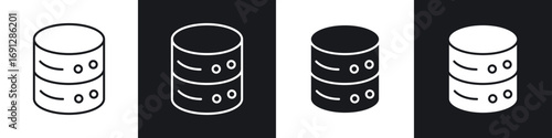 Database icons in flat and thin stroke style