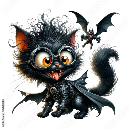 A cute cartoon Halloween black cat with a pumpkin vector illustration for a fun autumn holiday celebration design