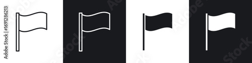 Flag icons in flat and thin stroke style