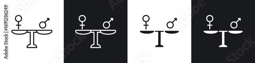 Equality icons in flat and thin stroke style