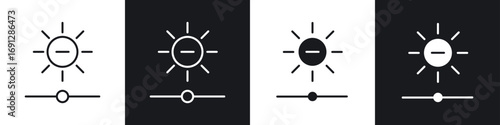 Brightness icons in flat and thin stroke style
