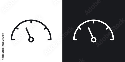 Speedometer icons in flat and thin stroke style