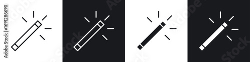 Magic wand icons in flat and thin stroke style