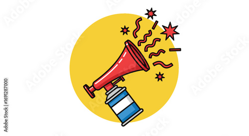 Party Horn with Confetti and Stars