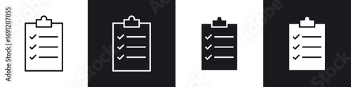 Clipboard icons in flat and thin stroke style