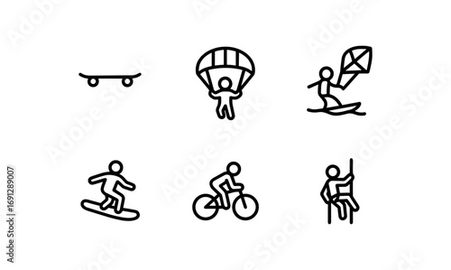 Minimalistic icons of extreme sports activities