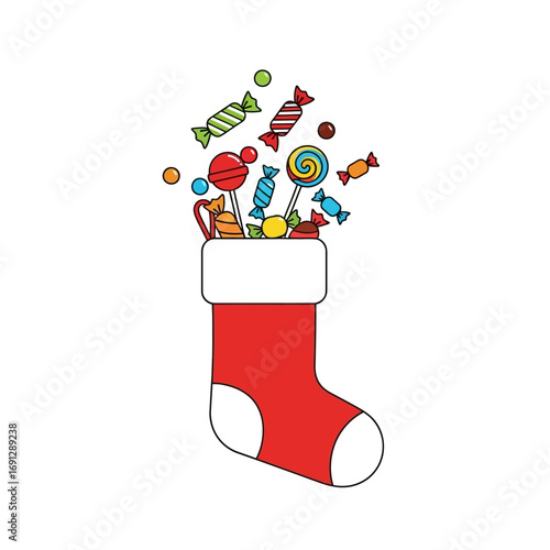 Christmas Stocking Filled with Colorful Candies