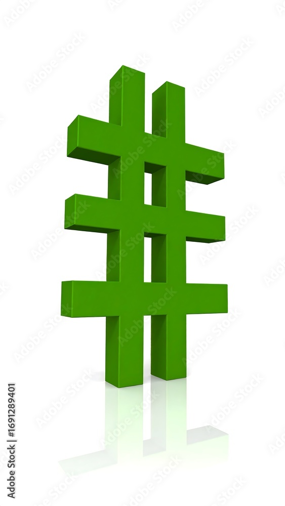 Obraz premium Green 3D symbol against white background