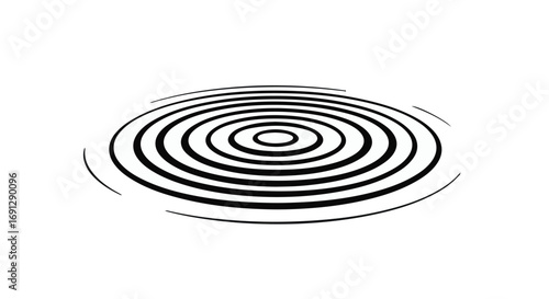 Concentric circles ripple outward on a white background, suggesting sound waves or water disturbance.
