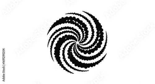 Abstract black spiral vortex on white background, a dynamic and mesmerizing graphic.