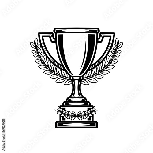 Classic Black and White Trophy with Laurel Wreath