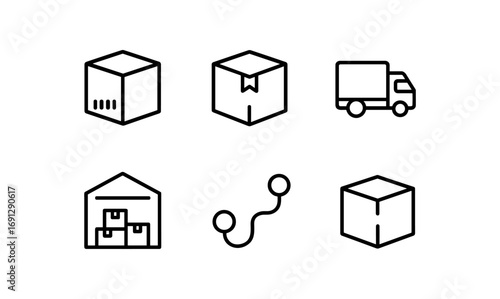Minimalistic linear icons for logistics and delivery services