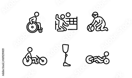 Paralympic sports line art: accessibility and adaptive athletics symbols