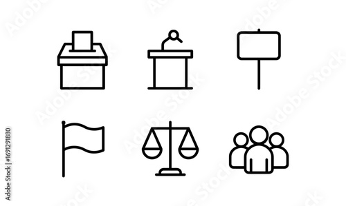 Minimalist political icons: voting, equality, and civic engagement set