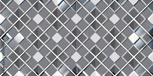 Abstract gray scale diamond pattern with white grid lines forming a geometric background design element