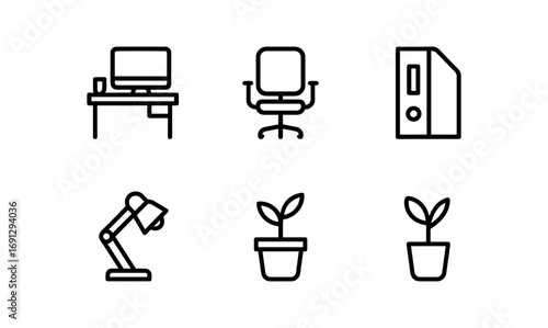 Minimalist office essentials in linear style for workspace inspiration