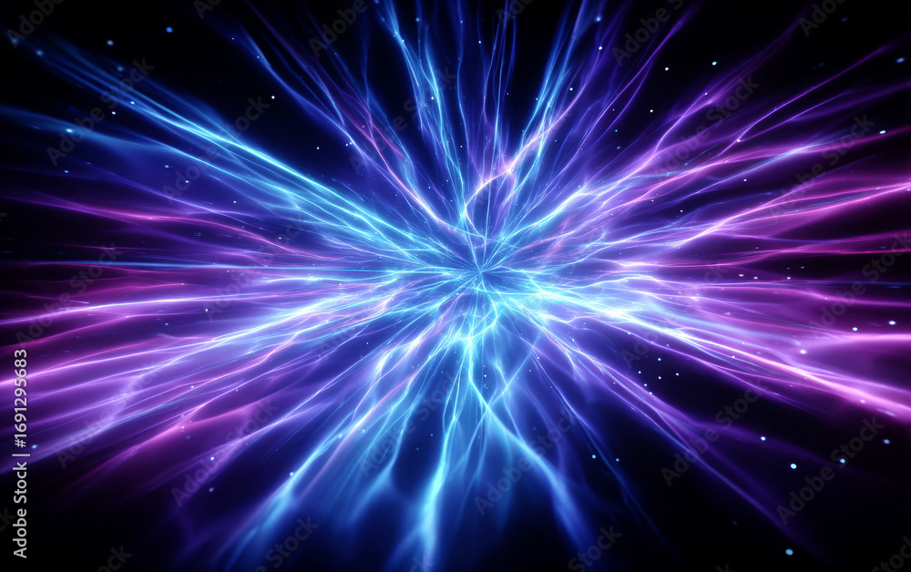 Fototapeta premium Vibrant and dynamic abstract energy burst with blue and purple hues