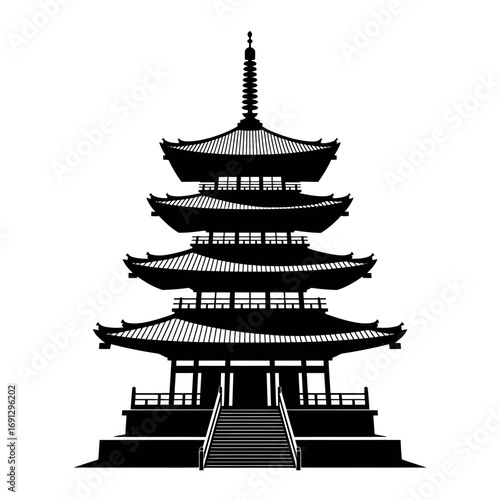 Silhouette of a traditional Japanese pagoda temple multilayered architecture symbolizing culture history and spiritual heritage