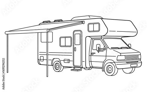 Illustration of a Recreational Vehicle RV Ready for Camping Adventure Perfect for Summer Vacation and Road Trips