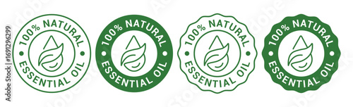 Essential oil drop icon for beauty and skincare natural product certificate label. Essential oils sticker logo for body lotion, cream and shampoo moisturizer, spa wellness fragrance. icon