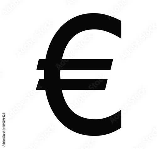 Bold black euro currency symbol against a clean white background for financial concepts