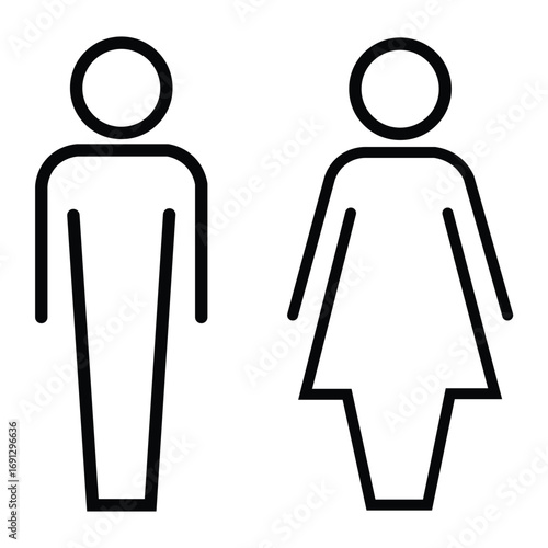 Restroom door bathroom icon pictograms set Woman and man public toilet vector signs, female and male hygiene washrooms symbols,