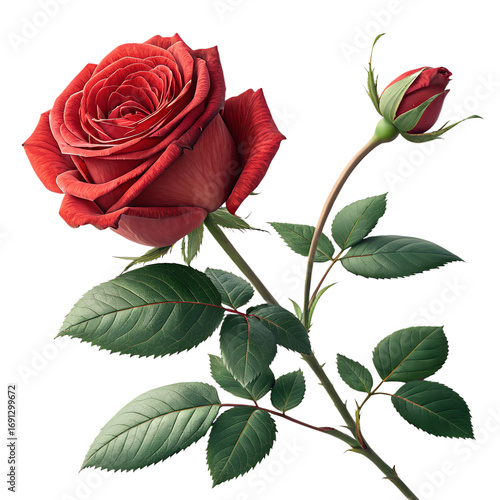 Red Rose Flower Isolated on Transparent Background
