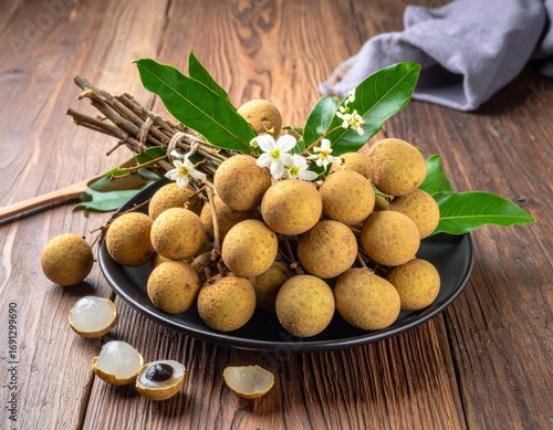 Fresh Longan Fruits Bunch Delicious Exotic Tropical Produce Ready For Eating