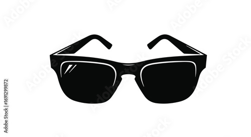 Stylish black sunglasses with thick frames, offering a cool and modern accessory.