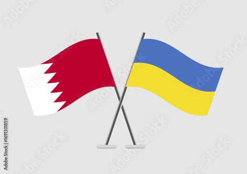 Bahrain and Ukraine vector flags illustration representing alliance