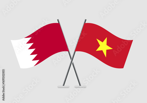 Bahrain and Vietnam vector flags illustration with diplomacy theme