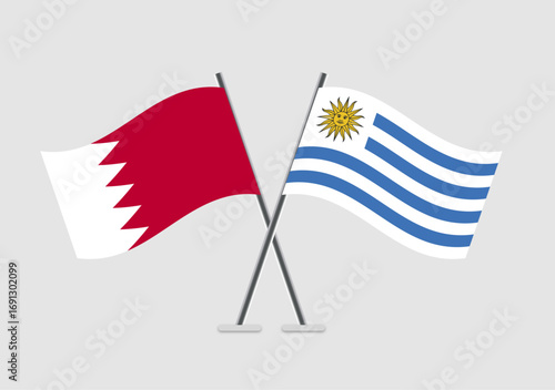 Bahrain and Uruguay vector flags drawn for intercultural exchange