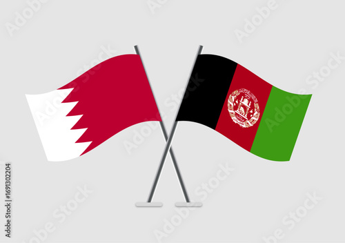 Bahrain and Afghanistan vector flags in minimal crossed composition
