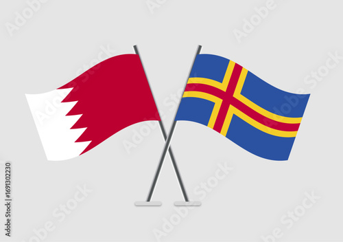Bahrain and Aland vector flags in modern flat illustration style