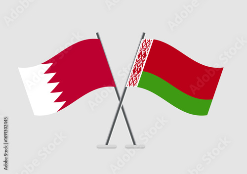Bahrain and Belarus vector flags illustration for international concept