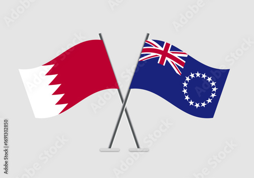 Bahrain and Cook Islands vector flags in professional minimal vector style