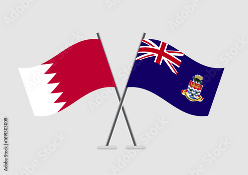 Bahrain and Cayman Islands vector flags arranged for diplomacy themes
