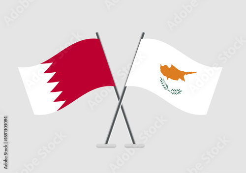 Bahrain and Cyprus vector flags with smooth edges and light tones