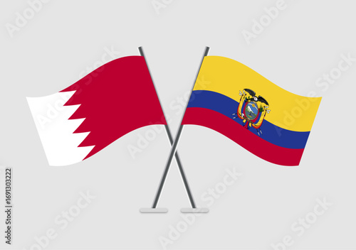 Bahrain and Ecuador vector flags in professional graphic layout