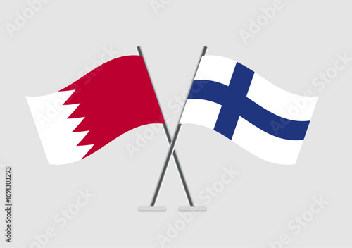 Bahrain and Finland vector flags illustration on soft neutral field