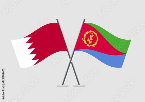 Bahrain and Eritrea vector flags icon with isolated clean layout