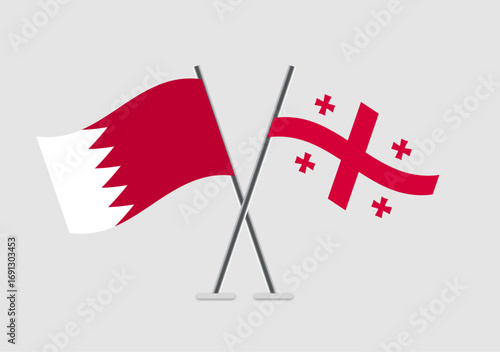Bahrain and Georgia vector flags with equal proportion vector style