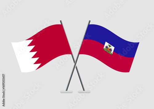 Bahrain and Haiti vector flags in ceremonial flat art layout