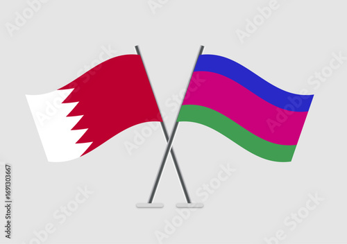 Bahrain and Kuban Peoples Republic vector flags in international meeting symbol