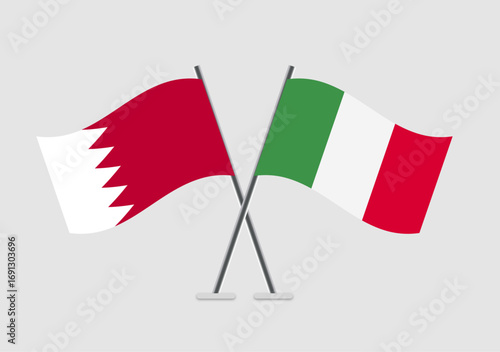 Bahrain and Italy vector flags illustration in graphic flat mode