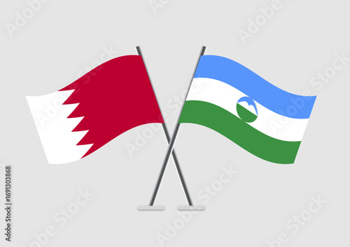 Bahrain and Kabardino-Balkaria vector flags crossed for cultural themes