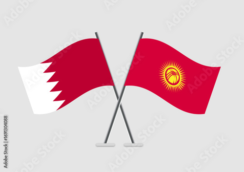 Bahrain and Kyrgyzstan vector flags illustration for design templates