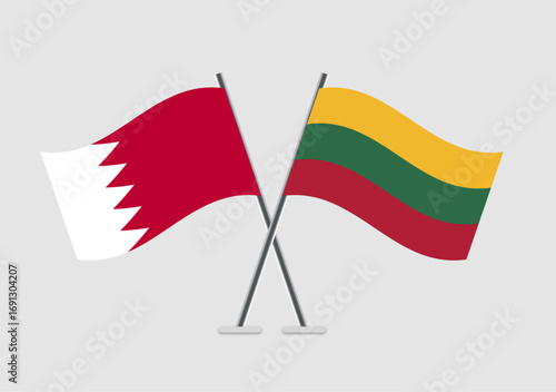 Bahrain and Lithuania vector flags illustrated in simple unity