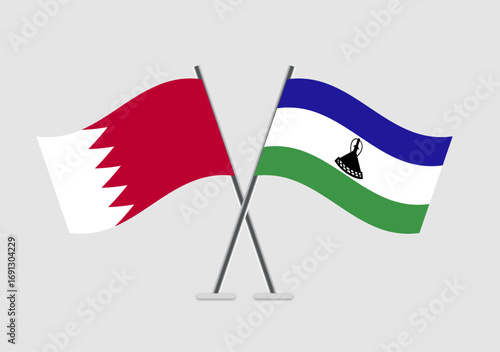 Bahrain and Lesotho vector flags used for international decor