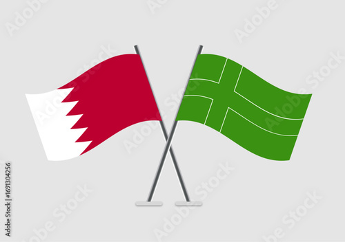 Bahrain and Ladonia vector flags shown in mirrored diplomacy